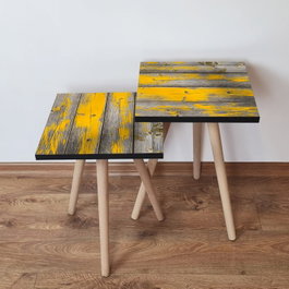 Hanah Home Mesas Nido de 2 Piezas Gris y Amarillo